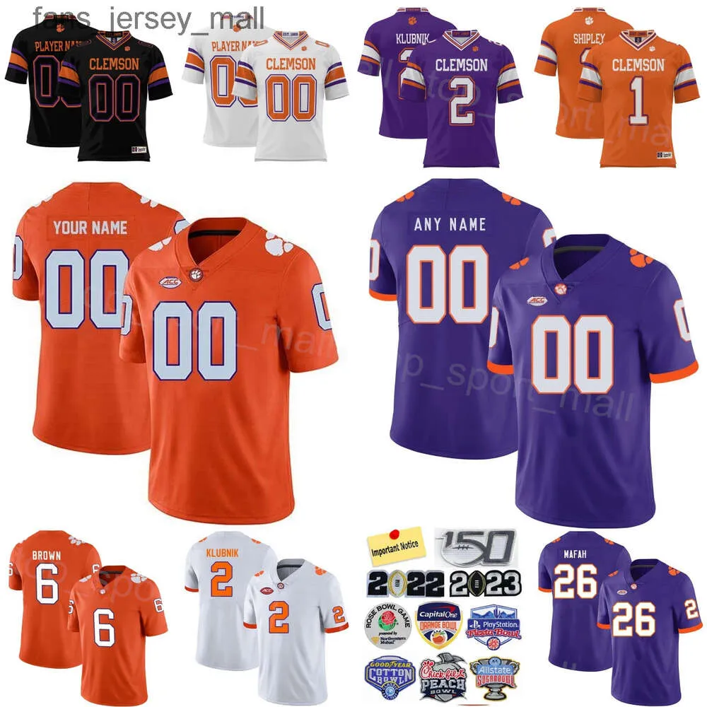 كلية كرة القدم 2 Cade Klubnik Jersey University 1 Will Shipley 26 Phil Mafah 6 Tyler Brown 9 RJ Mickens 80 Beaux Collins Prosphere Stitched Purple Orange