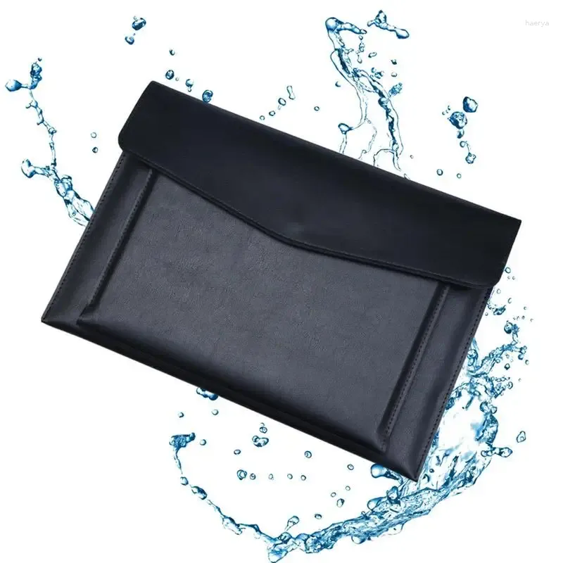 أكياس التخزين مجلدات جلدية للمستندات A4 File Folder Document Organizer PU Double Layer Envelope Case مقاومة للماء