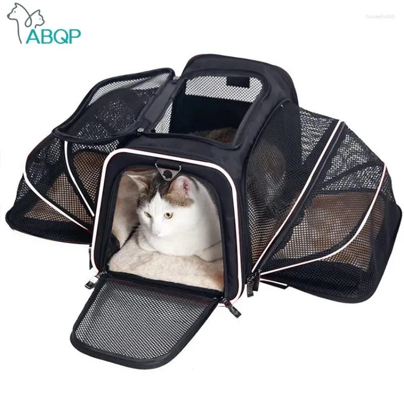 Trasportini per gatti Ventilazione Borsa da trasporto di grande capacità Borsa espandibile per il trasporto di animali domestici Tracolla regolabile per viaggi all'aperto di gatti