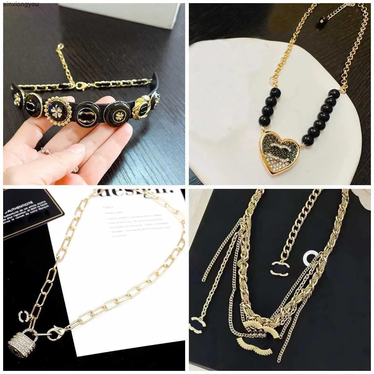 31SC Naszyjniki 2023 Diamentowy wisiorek Heart Designer Women Monogram Choker Nowy prezent urodzinowy marka Pearl Naszyjnik 18K Gold Splated Biżuteria premium hurtowa