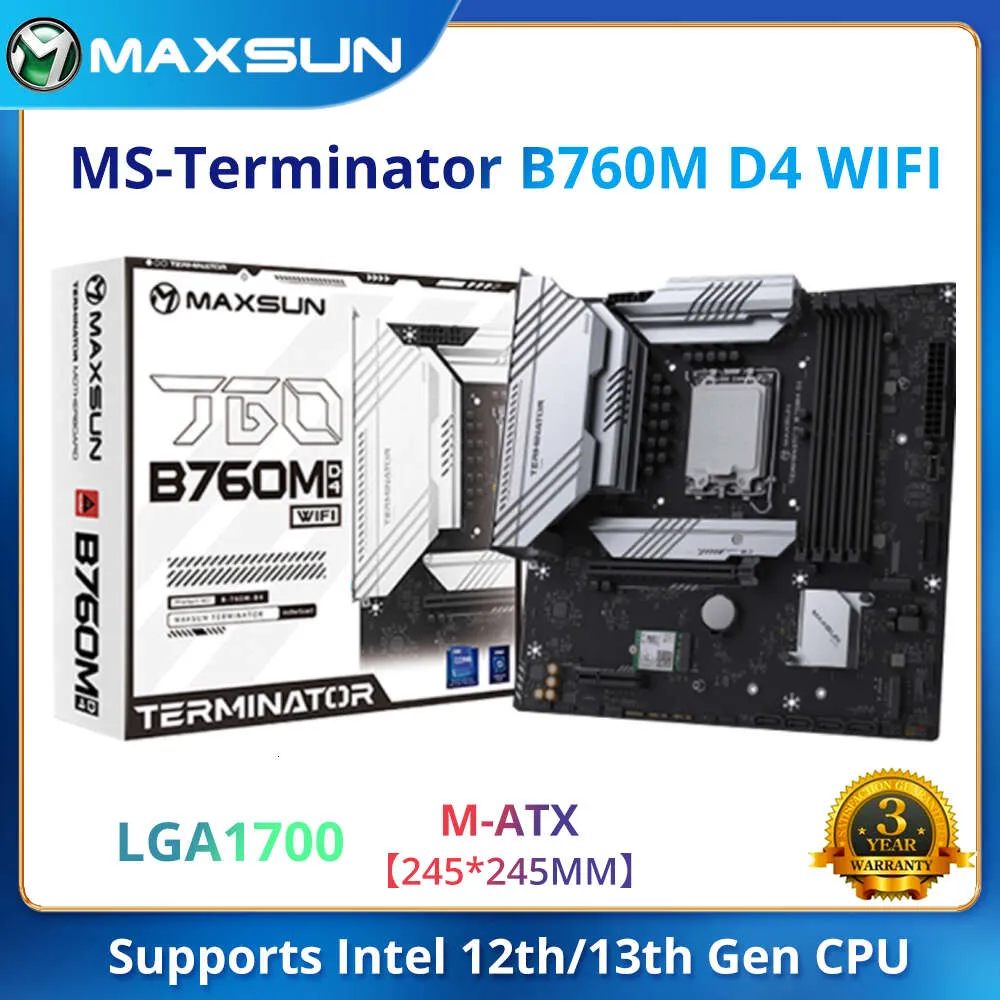 Maxsun New Terminator B760M D4 WiFi 마더 보드 듀얼 채널 DDR4 PCIE4.0 LGA1700 지원 Intel 12/13th Core (12400F/13400F)