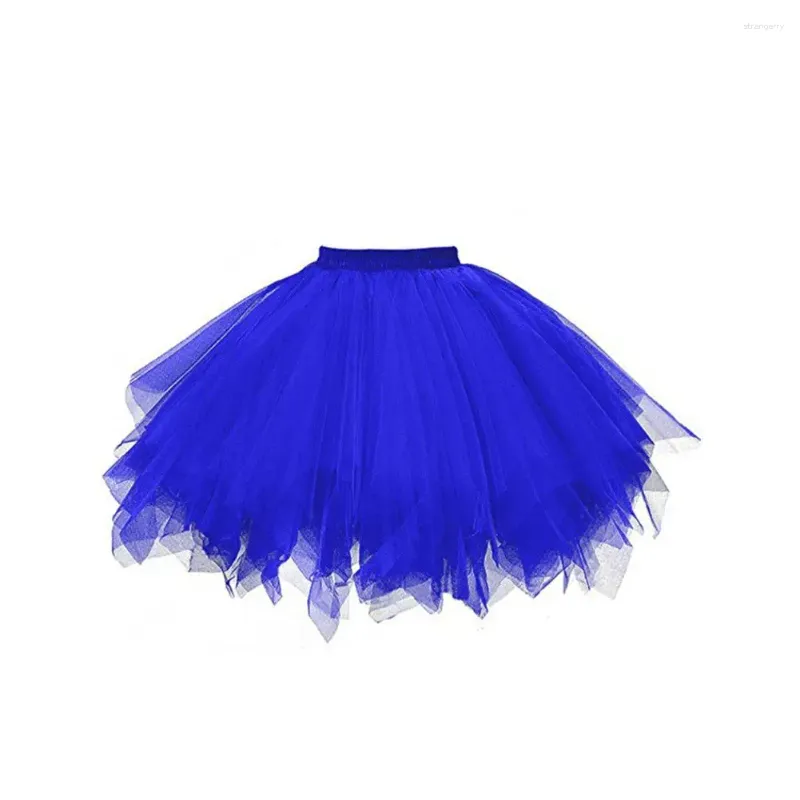Kjolar fast färg kjol elegant hög midja tyll för kvinnor flerskiktad dankläder petticoat klassisk veckad festballet