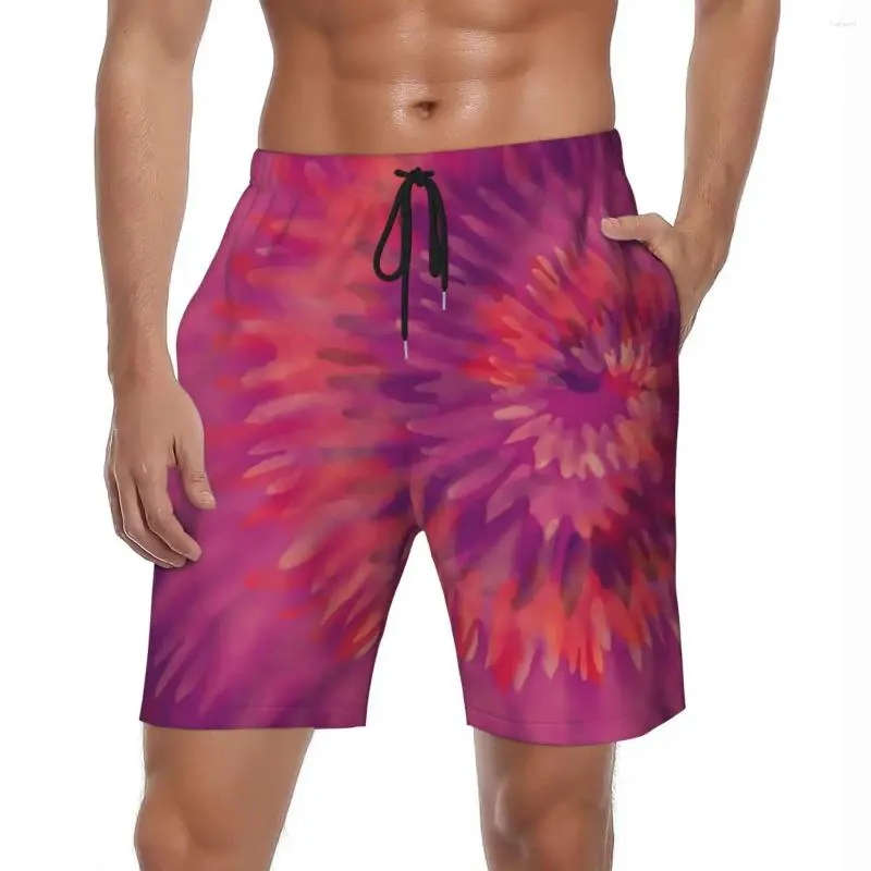 Pantaloncini da uomo Maschi Palestra Tie Dye Costume da bagno casual Fragola Swirl Comodo Sport Fitness Trendy Plus Size Pantaloni corti da spiaggia