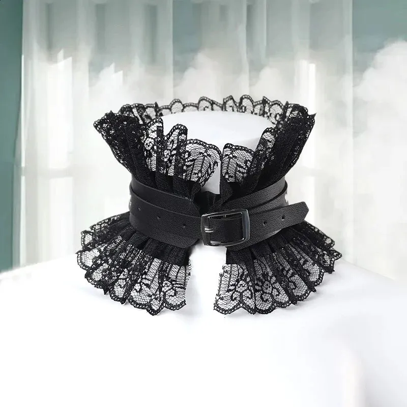 Collier de princesse exagéré de style gothique foncé, accessoires gothiques, ras du cou en cuir noir et dentelle, collier Lolita vintage, chaîne esthétique 240315