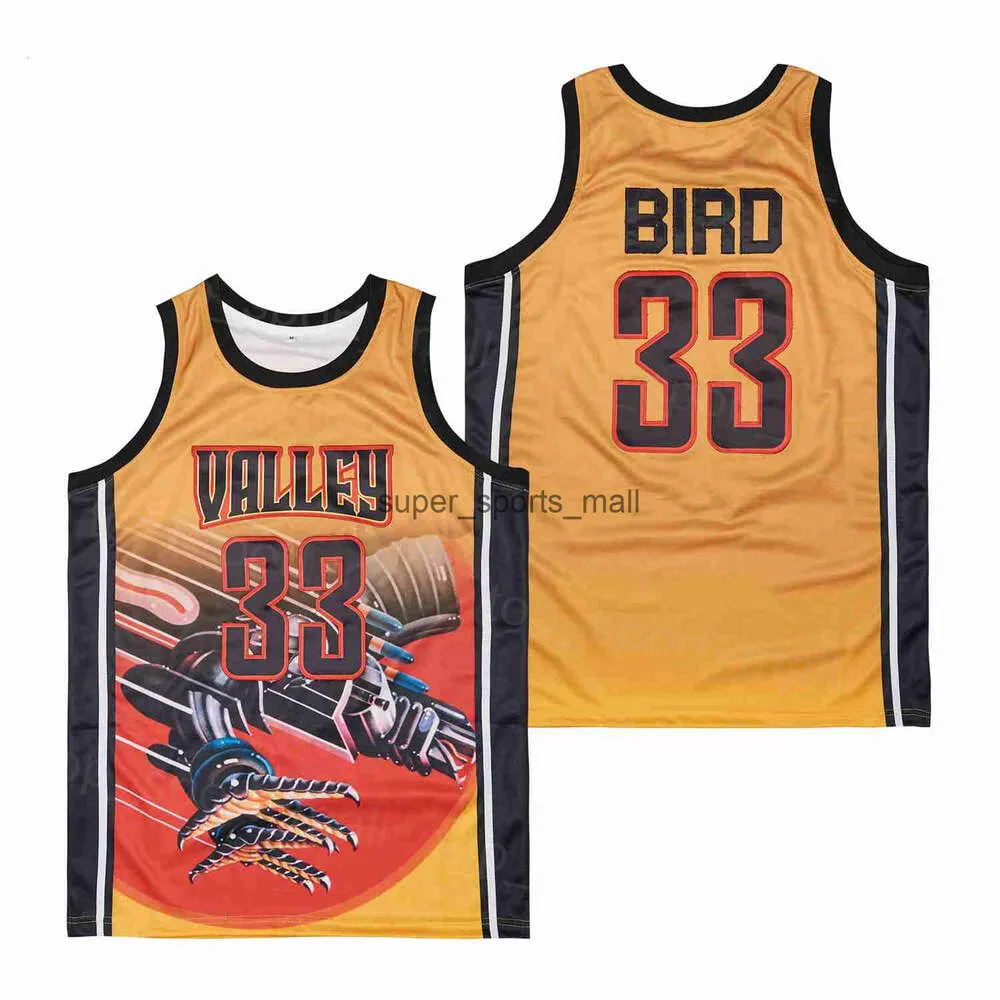 Maillot de basket-ball du lycée Larry Bird 33 Springs Valley Moive University Pull pour les fans de sport Broderie et couture Chemise respirante de l'équipe jaune alternative