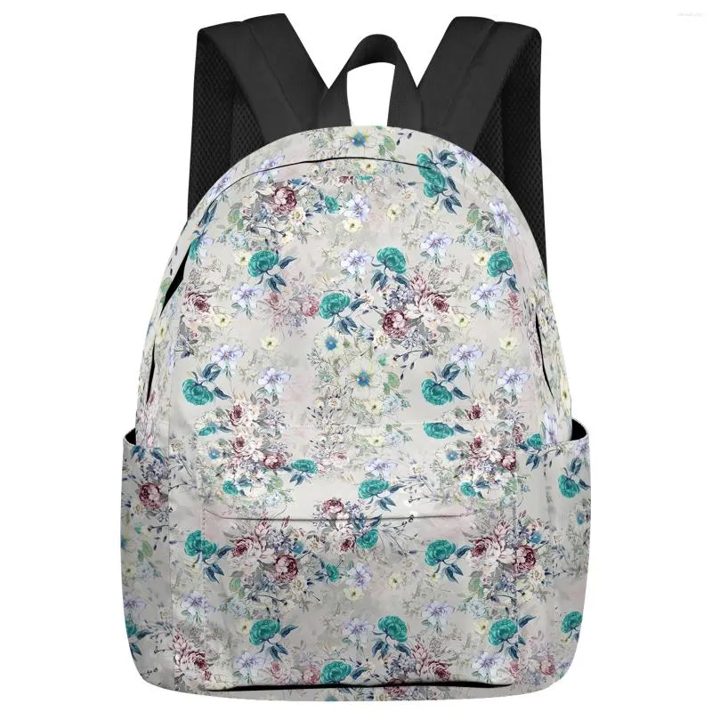 Backpack Flowers Foliage Vintage Student School Bags Laptop Custom For Men Women Female Travel Mochila