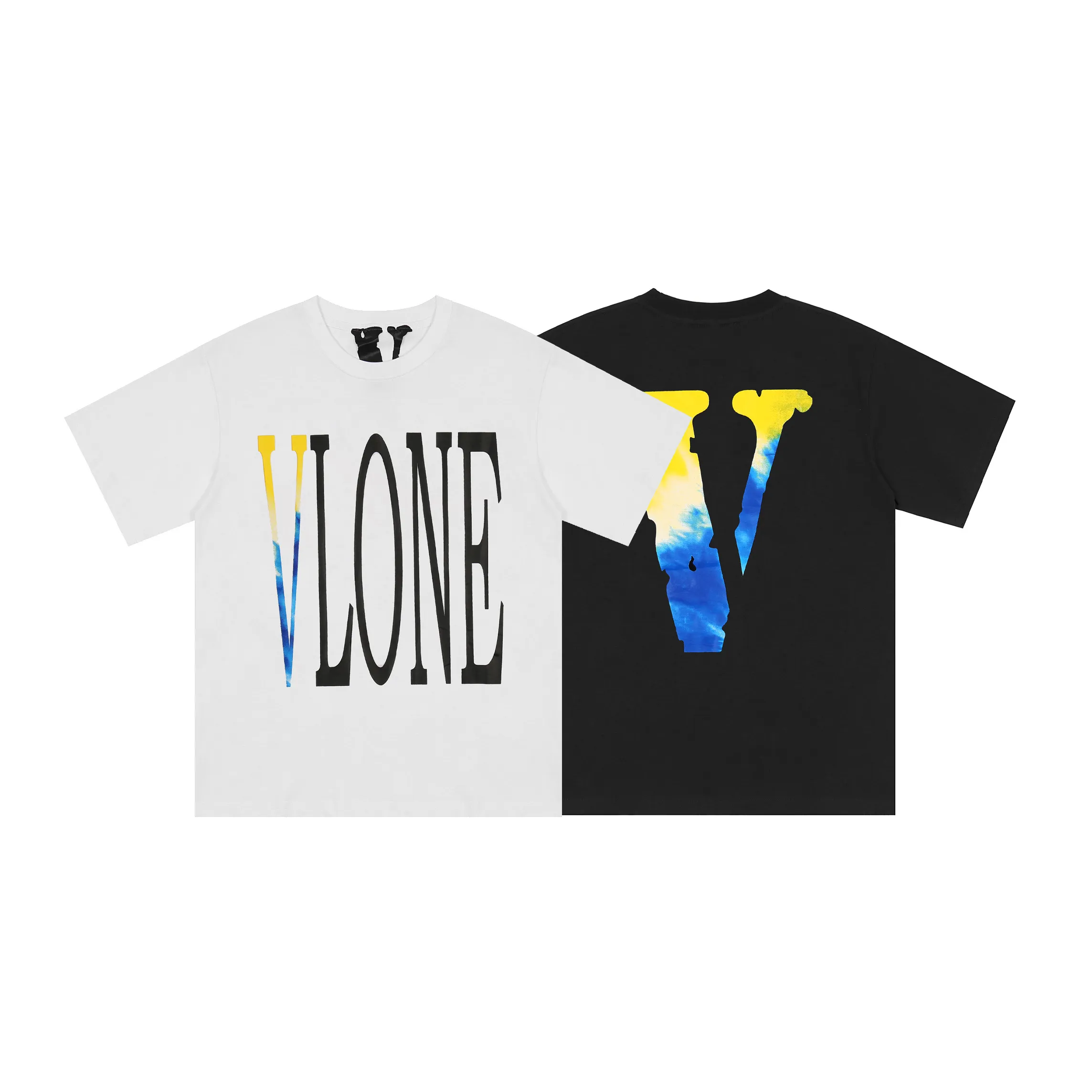 Vlone T-shirt Big "V" Tshirt Men's / Women's Couples Casual Fashion Trend High Street Loose Hip-Hop100% Cotton Printed Round Neck Shirt US Size S-XL 6120