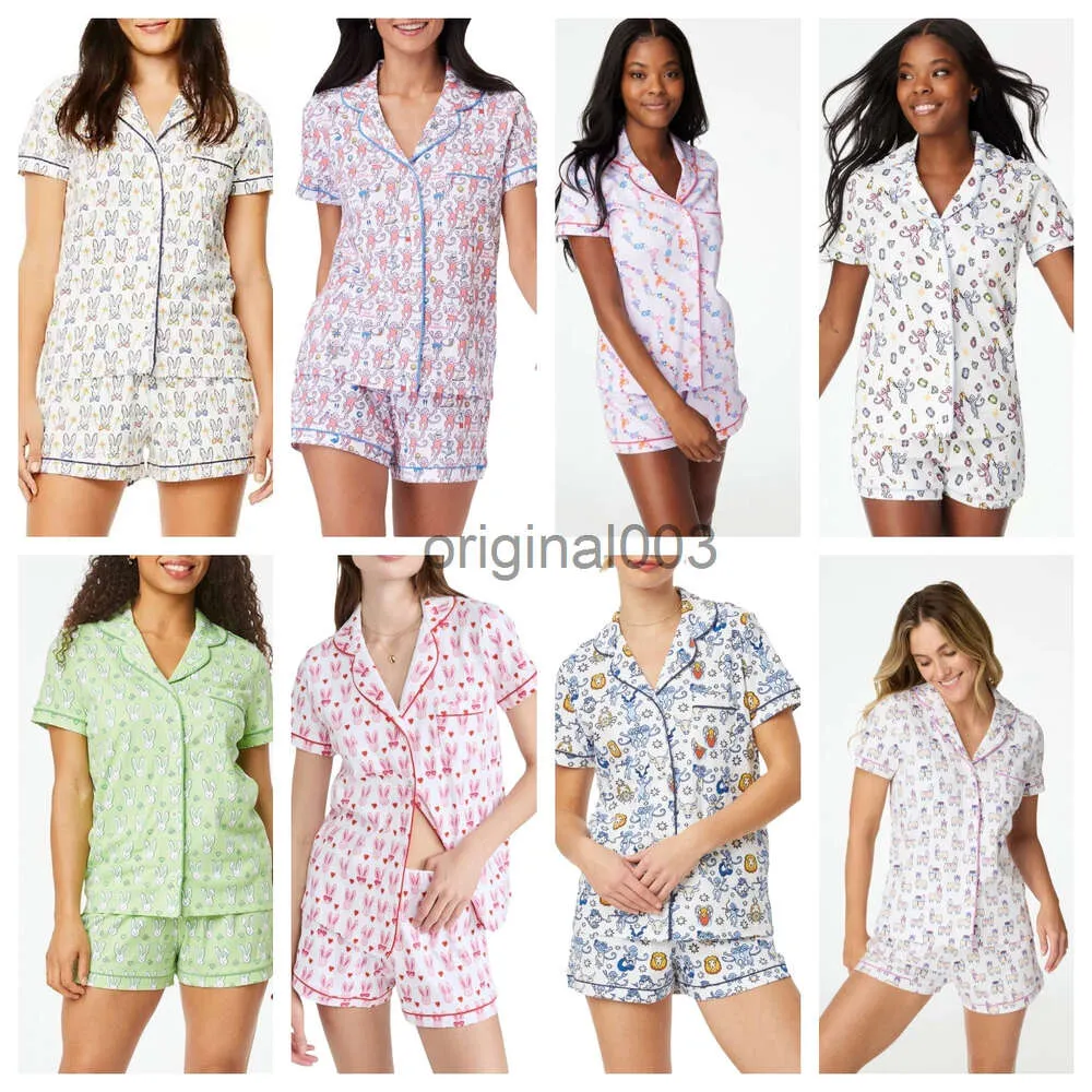 Dames schattig Roller Rabbit tweedelige broek pyjama Y2K aap geprefabriceerd afdrukken 2-delige pyjamaset shirt met korte mouwen Pj shorts set Casual homewear Zm