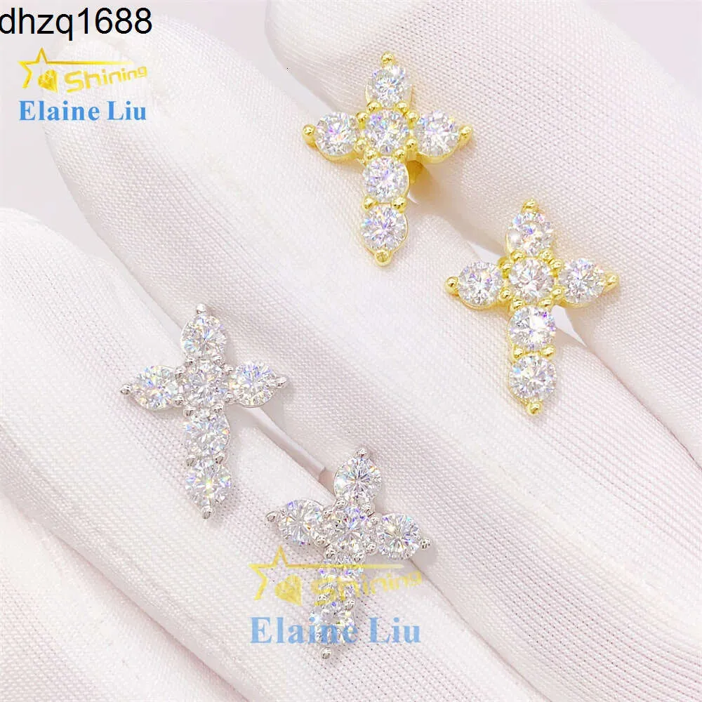 패스 다이아몬드 테스터 고품질 S925 스털링 실버 럭셔리 패션 쥬얼리 VVS Moissanite Cross Earrings for Women