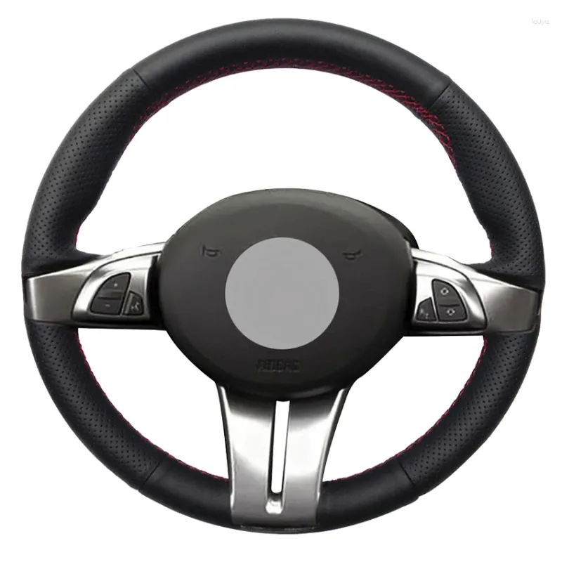 Pokrywa kierownicy Czarna sztuczna skórzana okładka samochodowa dla Z4 E85 (Roadster) 2003-2008 E86 (coupe) 2005-2008