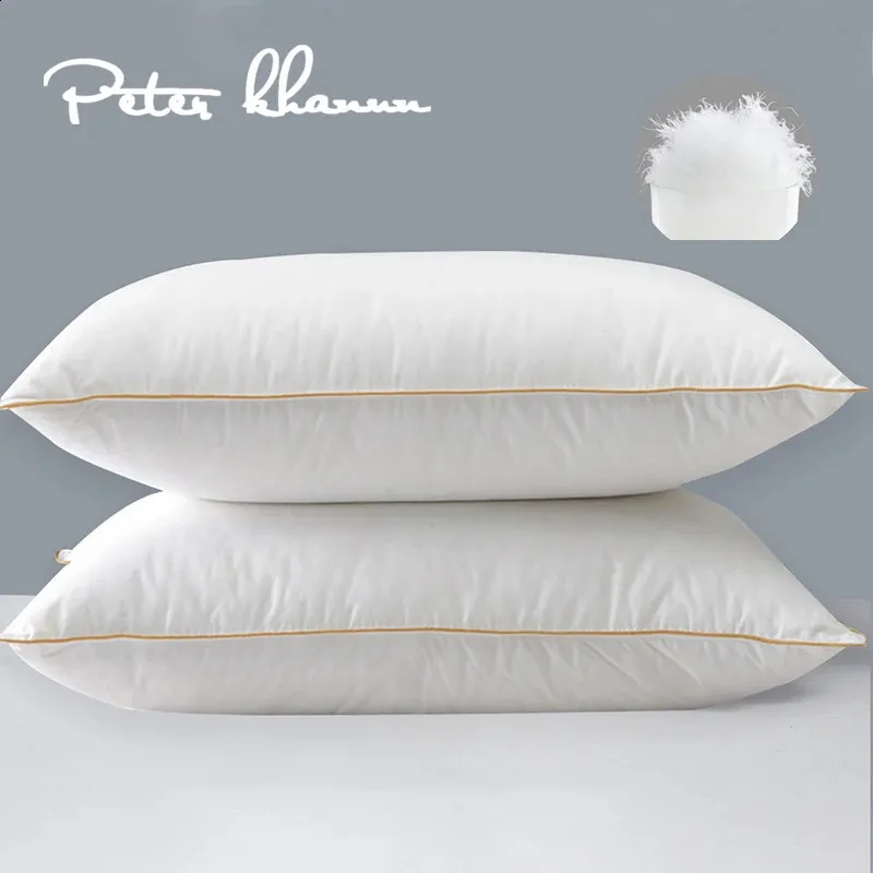 Peter Khanun Almohadas 100% de plumón de ganso Almohadas para el cuello para dormir Almohadas para cama Funda 100% de algodón con 100% plumón de ganso 48x74cm1 piezas 240306