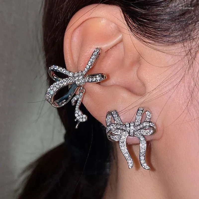 Boucles d'oreilles à dos, une pièce, Micro-insert, nœud en Zircon, Notation musicale, Clips d'oreille sans Piercing, boucle d'oreille en cristal