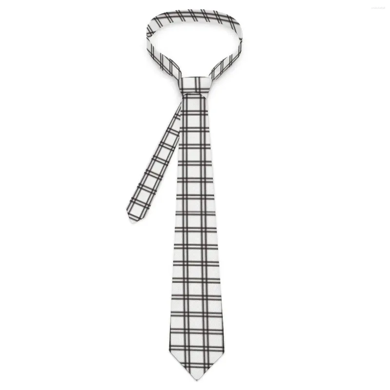 Laços xadrez xadrez impressão gravata preta linhas negócios pescoço retro casual para homens colar gráfico gravata presente de aniversário