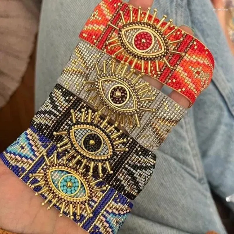 Strand Mosengkw Винтаж Турция Evil Eey Miyuki Плетеный браслет ручной работы в стиле бохо 3D глаз Стеклянная бусина