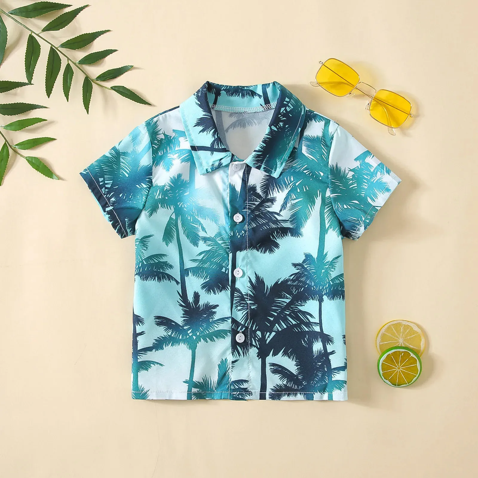 Camicia per bambini a maniche corte Ragazzo stile hawaiano da spiaggia Camicie casual per bambini Abbigliamento per bambini Tshirt 240307