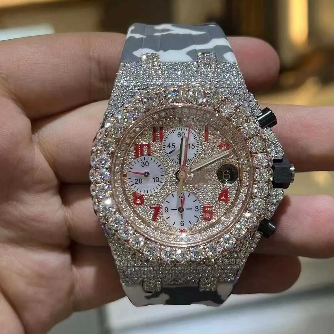 Роскошные брендовые часы Iced Out Full Vvs с муассанитом и бриллиантами для мужчин