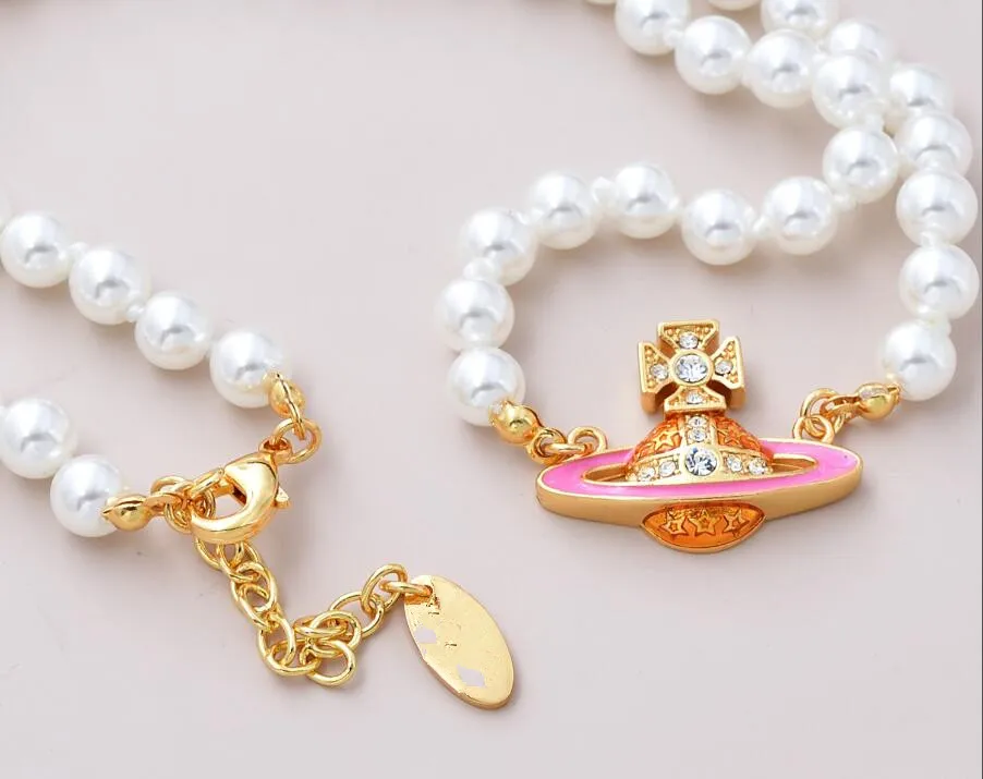 2024Designer Pearl Pendant Necklace, Crystal Water Diamond rostfritt stålhalsband, krage kedja kvinnors bröllopsfest smycken gåvor