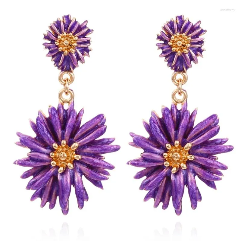 Boucles d'oreilles pendantes de tempérament Vintage, fleur de marguerite multicouche pour femmes, cadeaux romantiques pour la saint-valentin