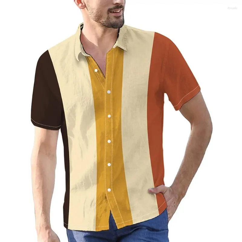 Chemises décontractées pour hommes Conception simple Impression numérique Chemise à manches courtes Boutonnée Summer Resort Vacances Homme Loisirs
