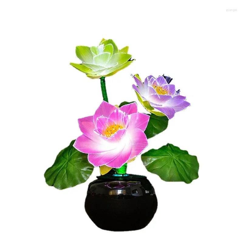 Świecowe uchwyty światłowodowe Symulowana świecznik kolorowy Buddha Front Bonsai Decoration Feng Feng Shui