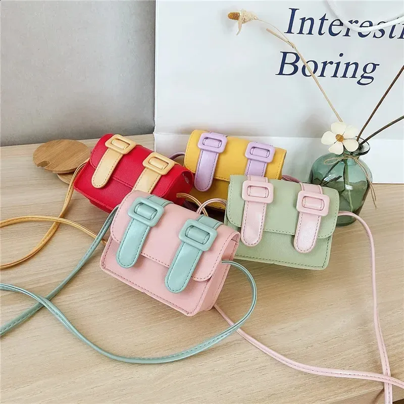 Candy Color Children Crossbody Bags Fashion Baby Girls Accessories Coin Purse Handbags Cute Kindergarten Kids Mini Shoulder Bag 240314