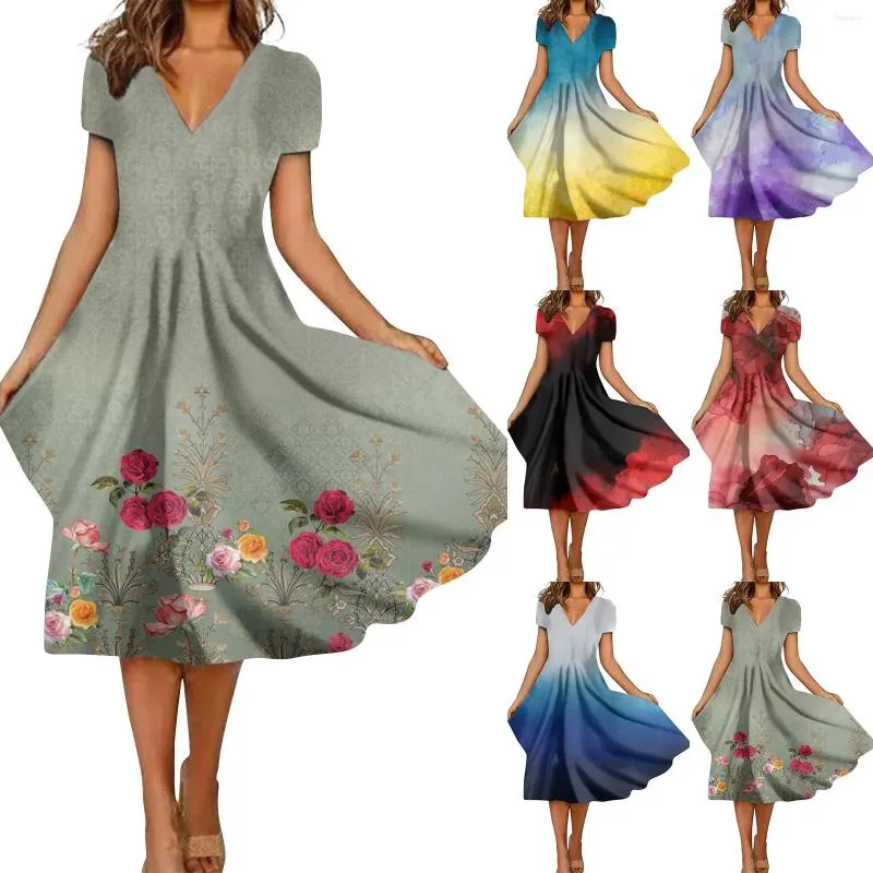 Casual Dresses Womens Tunic Dress Short Sleeve V Neck Loose Comfy Beach Download In Long Bridesmaid