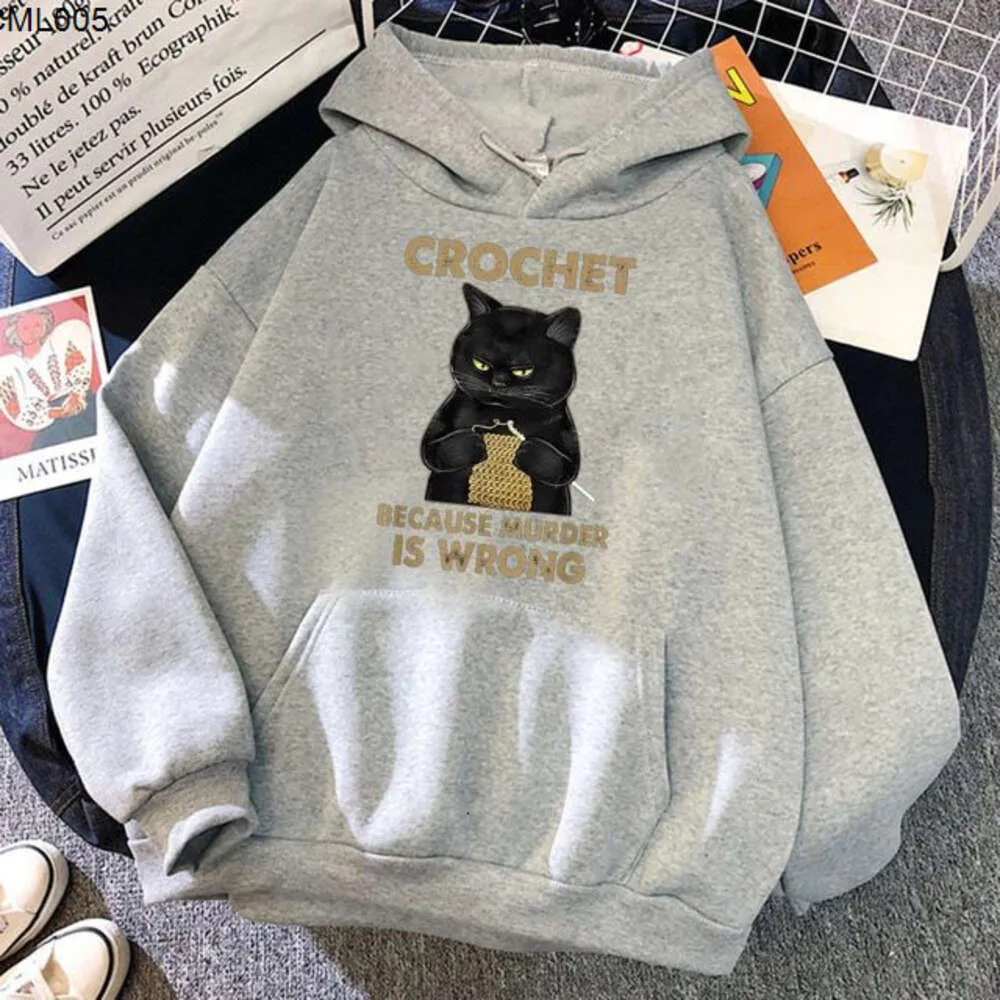 Mens Cat Letter Printed Bluie Nowy pullover Hip-Hop High Street Mens Ubranie 1Whl