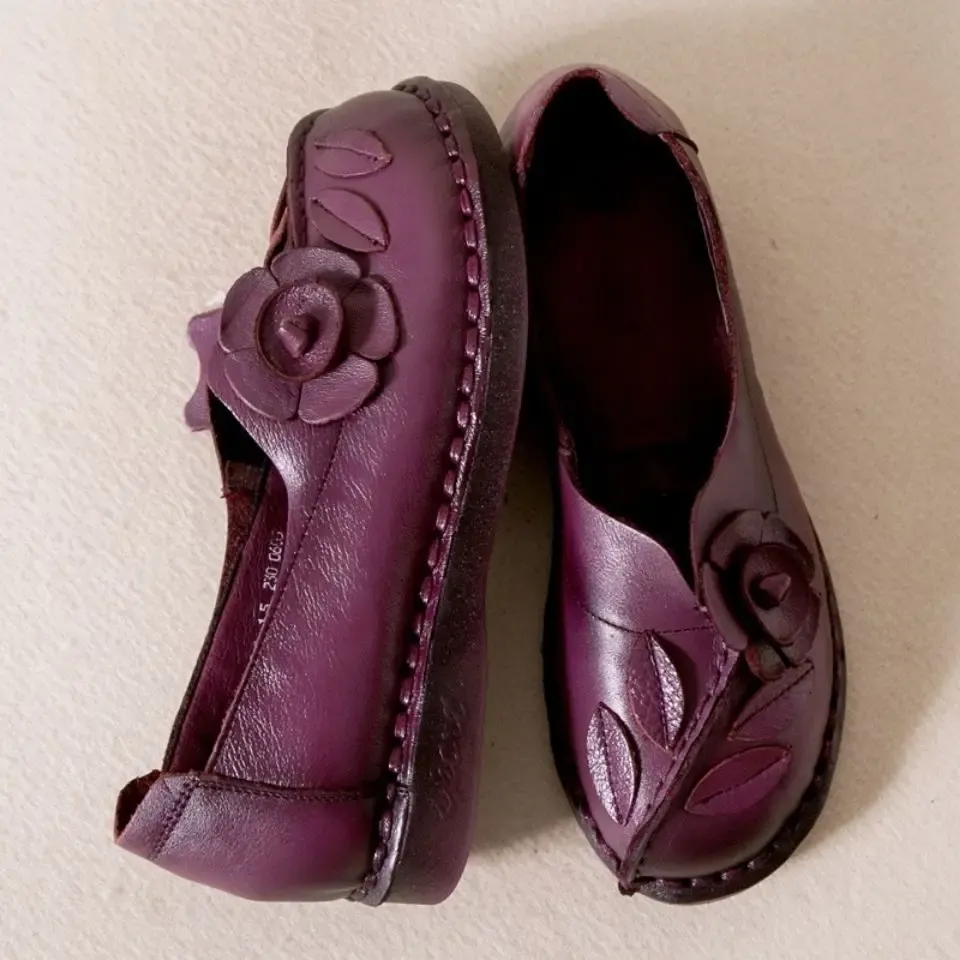 Boots 2022 Women's Purple Purple Purple Mocasins Geunine Leather Flats Flats Woman Deisgner Rose Rose Shoot