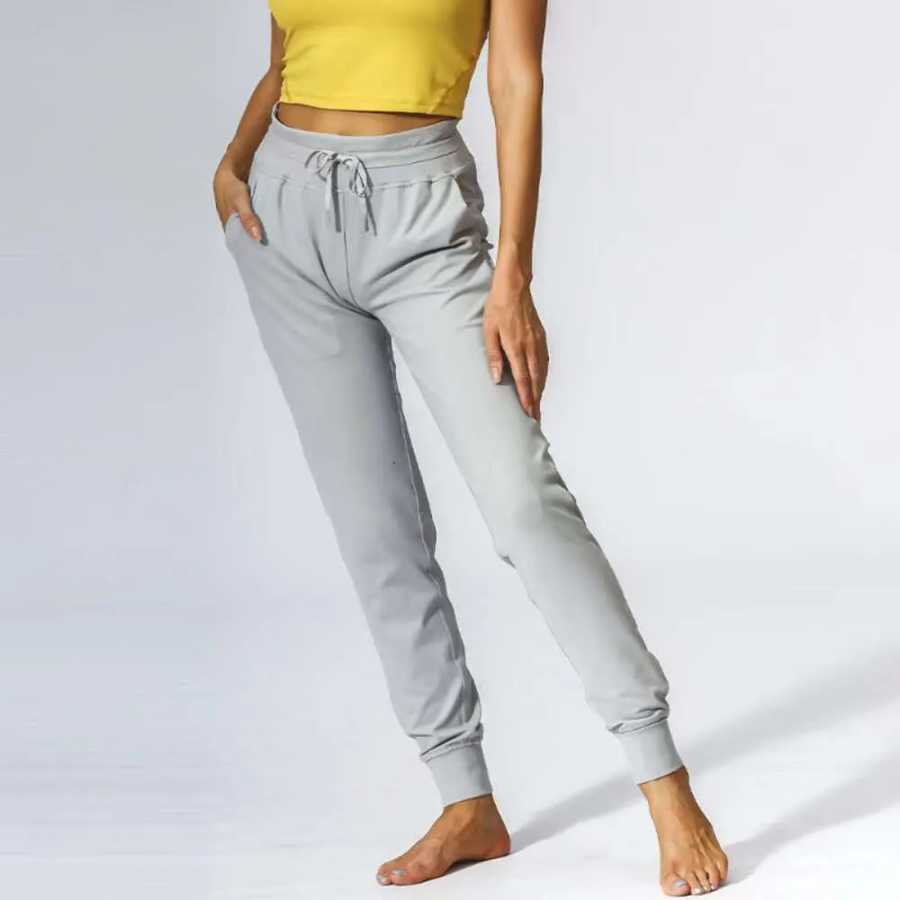 Lu Pant Align Align Lu Lemon Yoga Kordelzug Lulusolid Jogging Elastic High Waist Leggings Damen Sport Fiess Casual Ready to Sweat Hose