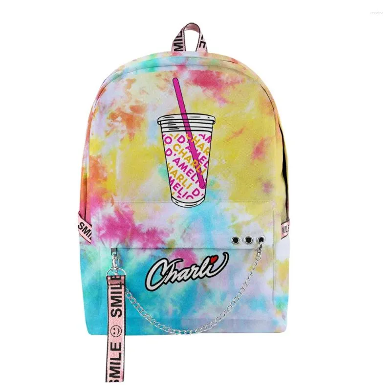 Backpack Charli DAmelio 3D Candy Color Printed D'Amelio Backpacks Bags Kpop Key Chain Accessories School Student Bag