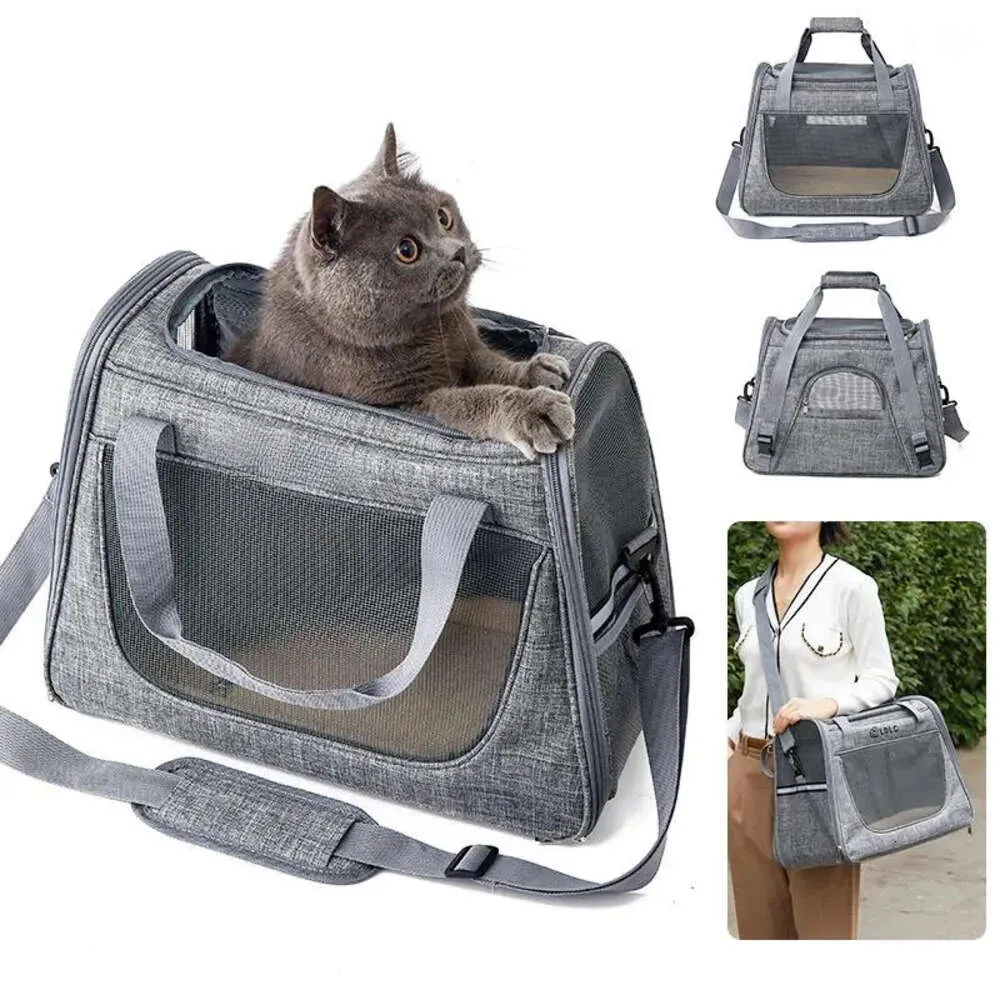 Sac de transport Portable pliable pour chats, sac à main réfléchissant pour animaux de compagnie, sac à bandoulière, transport de voyage en plein air