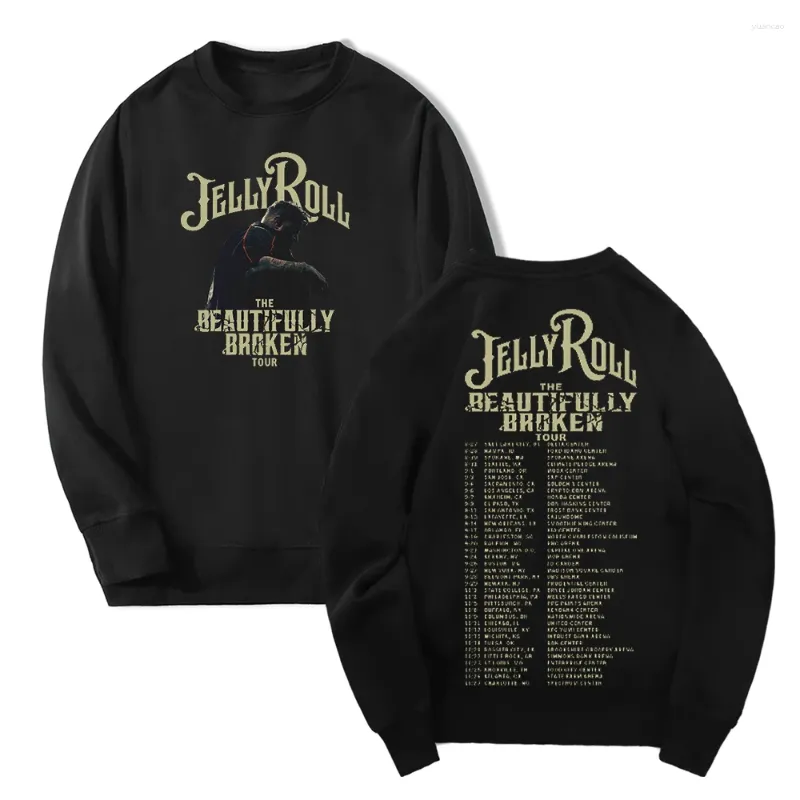 Hoodies masculinos Jelly Roll Merch The Beautifully Broken Tour 2024 Crewneck Manga Longa Streetwear Mulheres Homens Moletom Hip Hop Roupas