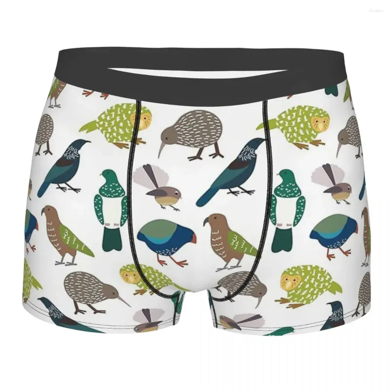 Caleçon mignon zélande blanc Kakapo perroquet Kaka Po Strigops Habroptila oiseau oiseaux culottes sous-vêtements pour hommes Shorts Boxer slips