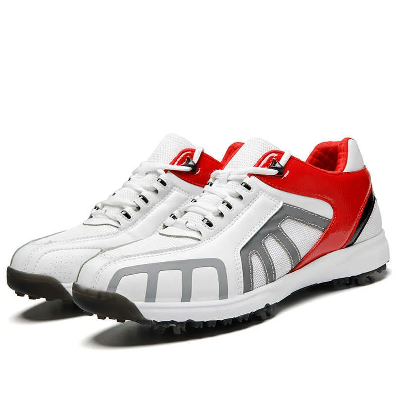 Suola per scarpe da golf in pelle da uomo di alta qualità HBP non di marcaScarpe da golf in gomma impermeabili per uomo