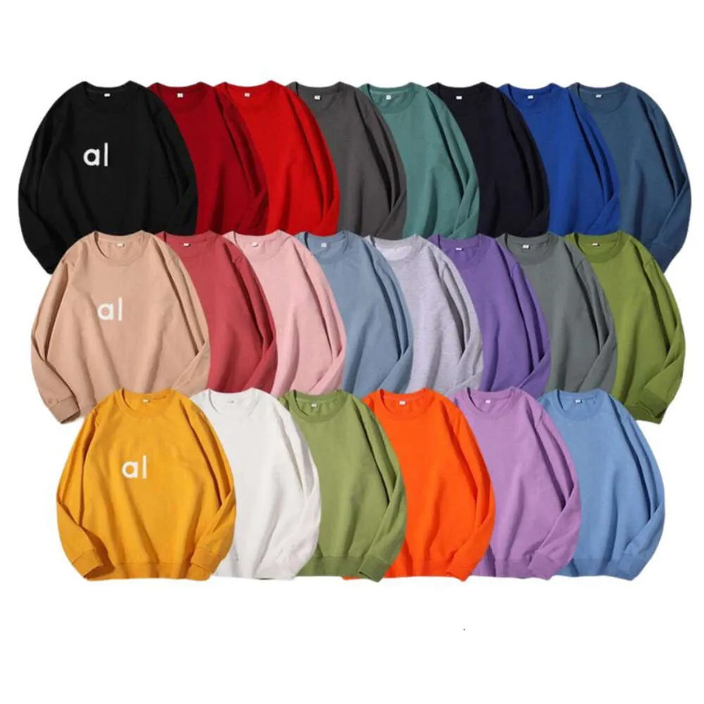 AL-207 YOGA Hoodies Women Solid Color Round Neck Wool Sweatshirt Men and Women Casual Pullover Long-sleeved Yoga Outfit Hoodie