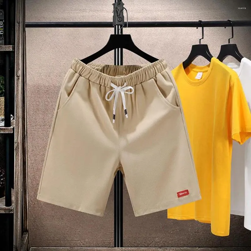 Mäns shorts bred sport sommarsport med elastiska midja fickor avslappnad jogger brev för män