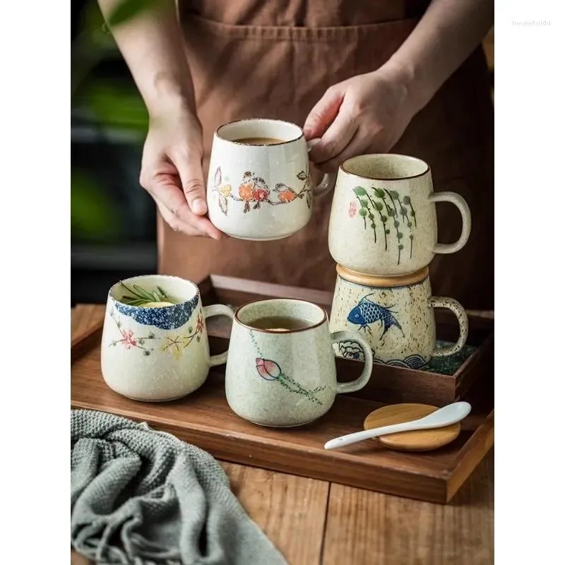 Tasses Tasse En Céramique Tasse Avec Couvercle Cuillère Créative Japonaise Grande Capacité Café Lait Petit Déjeuner Eau Domestique