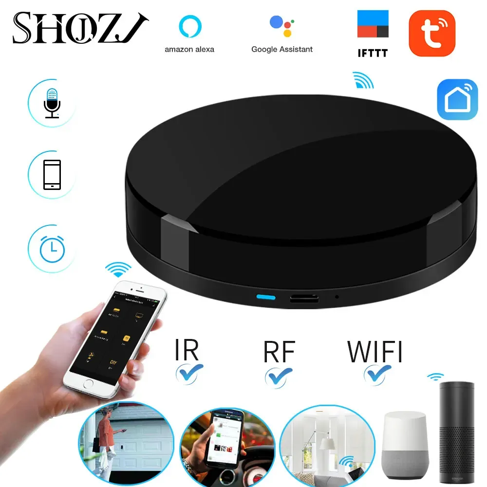 التحكم في الصوت التحكم Alexa Google Home Tuya Universal Smart Remote Smart Home Smart Home Automation WiFi+IR+RF لـ Smart Home Shojzj