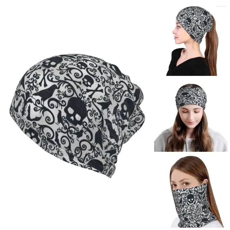 Berety czarne czaszki crossbones wrony chusta zimowa szyja cieplejsze czaszki czapki czapki kobiety owijaj szalik do twarzy do gaita na głowę