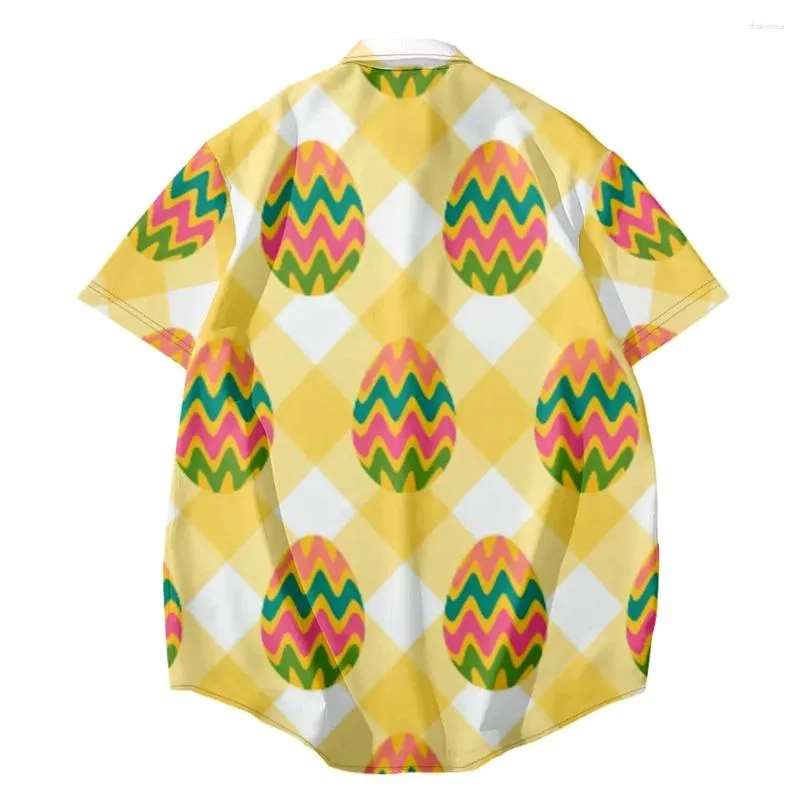 Camicie casual da uomo Buona Pasqua Giorno Stampa 3D per abiti da uomo Camicia da spiaggia hawaiana Kawaii Uovo Regali per bambini Camicette con bottoni