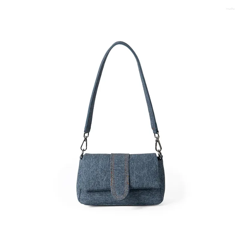 Cordon coréen décontracté Flip Denim Sac à main et sac à main Design été rétro couleur unie femme épaule sous les bras Sac pochette fourre-tout Sac