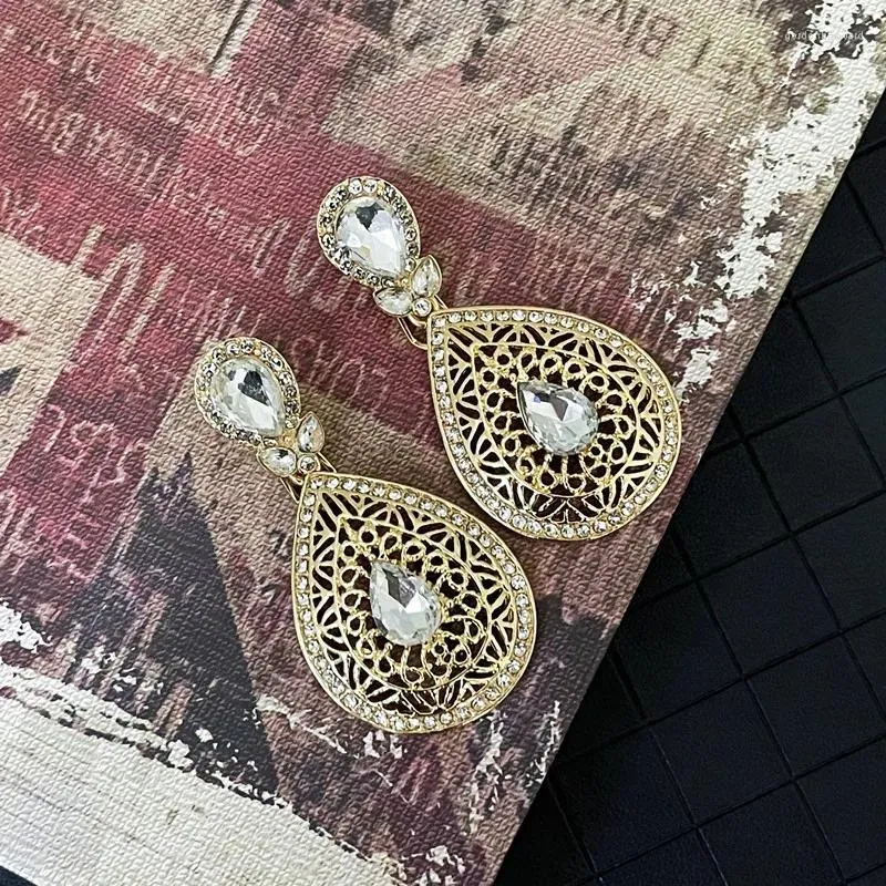 Brincos pendurados estilo clássico marroquino feminino joias de casamento strass francês