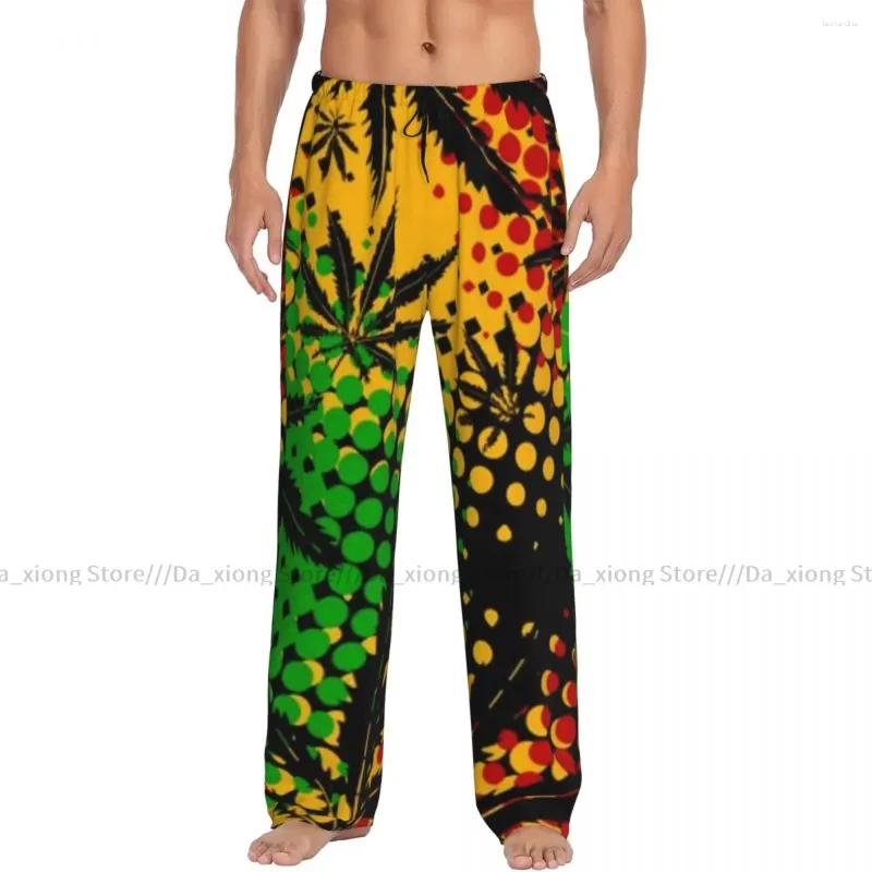 Pijamas masculinos Reggea Leaves Padrão Pijama masculino Calças Lounge Sleep Bottoms