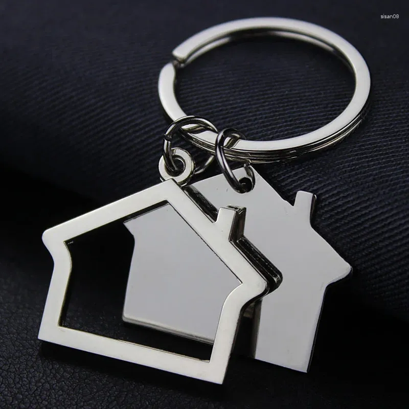 Chaveiros casa moderna casa chaveiro metal oco out cottage keyring para homens mulheres saco carro unisex natal adorável presente presente jóias