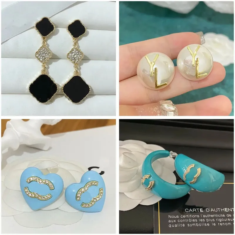 Boucles d'oreilles de luxe avec lettres de styliste, pendentif de marque pour femmes, cadeaux de fête de mariage, accessoires bijoux de haute qualité