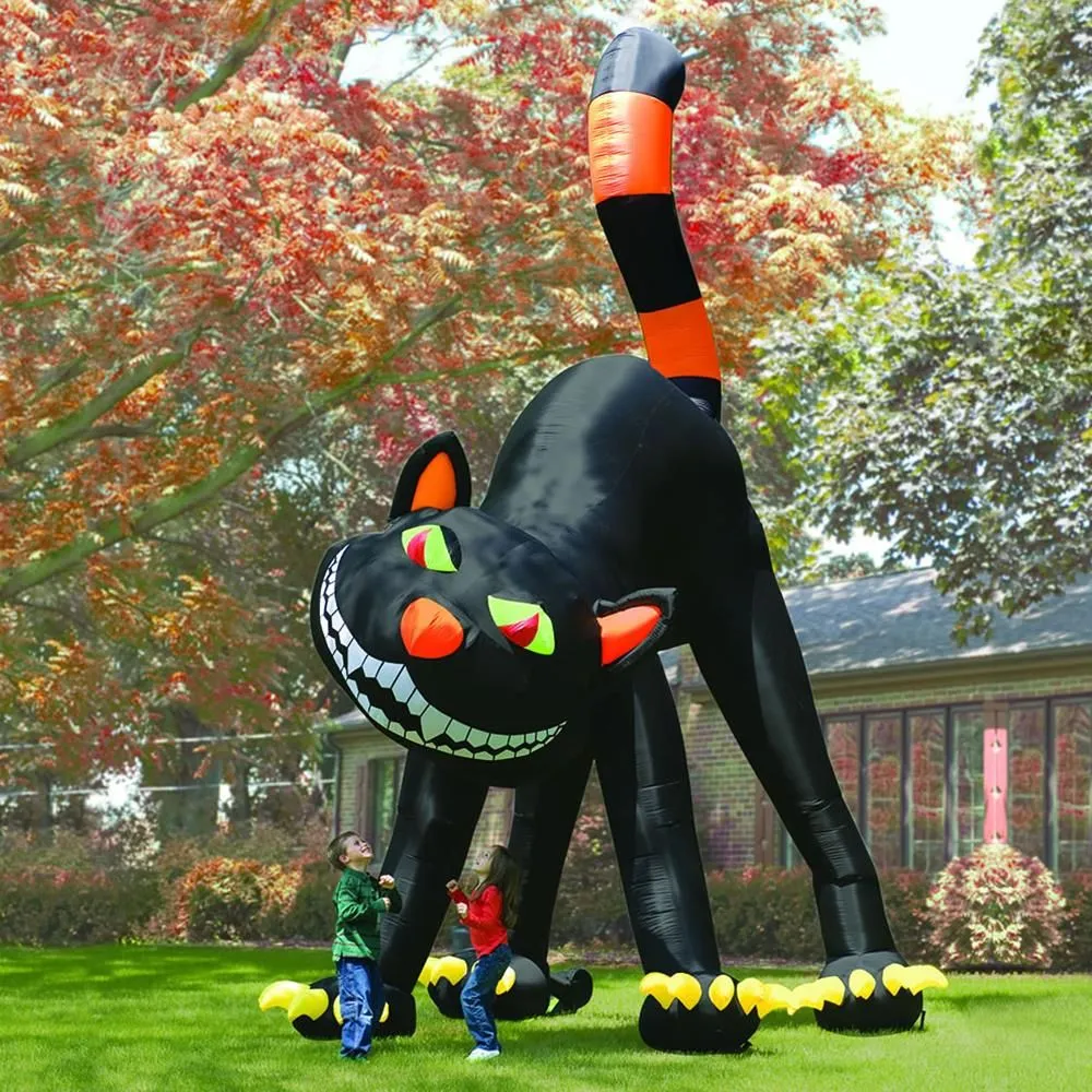 6mh (20 pieds) avec ventilateur sur mesure en plein air grand gignidable halloween décoration gonflable chat noir à vendre