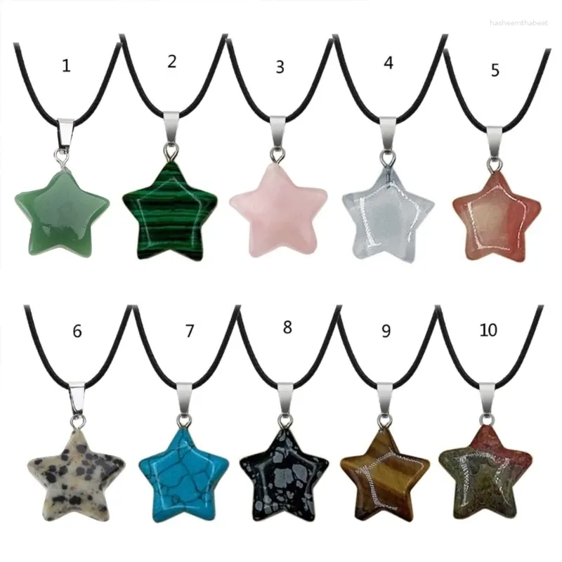 Pendant Necklaces Fashion Trend Niche Color Star Collarbone Chain Temperament Simple Cold Wind Adjustable Leather Rope Necklace