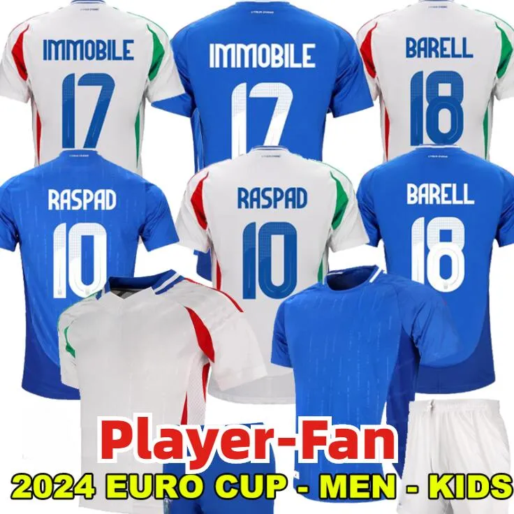 Maglie da calcio in Italia 2024 125 ° Anniversario Shirt da calcio retrò Baggio Totti Verratti Chiesa Barella Maldini Bonucci Kit Kit 771