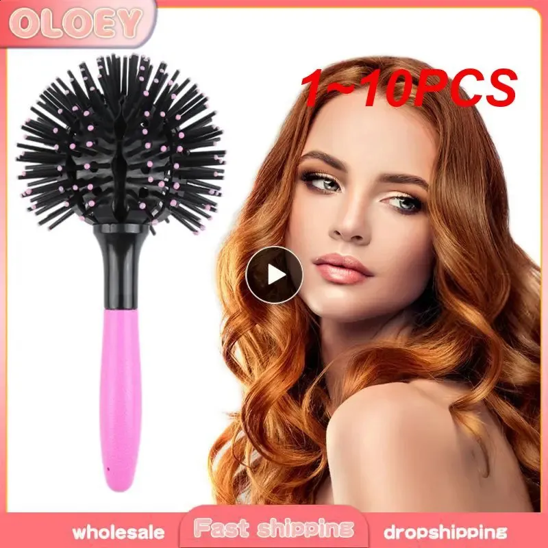 1~10PCS 3D Round Hair Comb Hair Brush Salon Styling 360 Degree Ball Hairdressing Tools Detangling Hair Brush Heat Resistant 240314