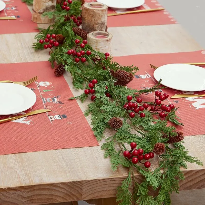 Décorations de Noël 200 cm Décoration plantes artificielles Garland Pine Vines pour table centres